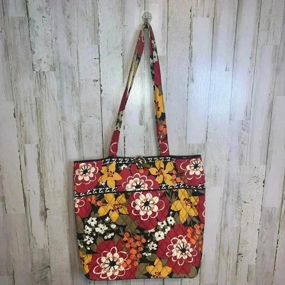 Vera Bradley Handbags - Vera Bradley Quilted Tote Bag Orange Red Floral Pattern
